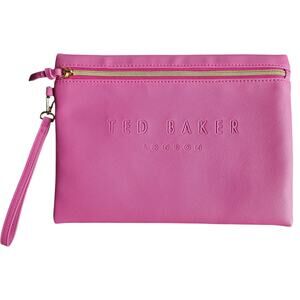 Ted Baker London Fushia oversized wristlet clutch pouch bag pink leather travel